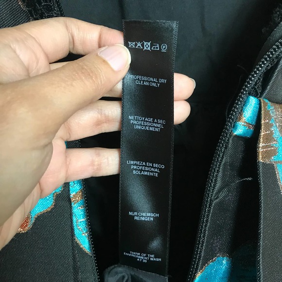 ASOS Salon Womens Metallic Flower Jacquard Midi Dress Blue Black Size 12 Prom - Picture 12 of 16